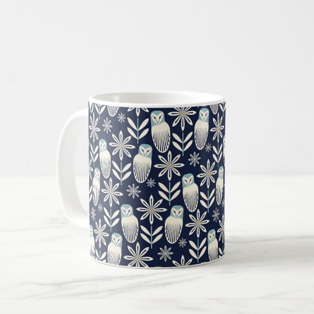 Perfekt Barn Uggla - blå bakgrund Kaffemugg (Framsida vänster)