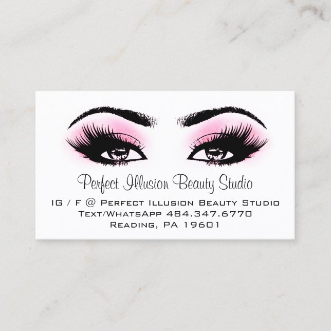 Perfekt Beauty Rosa Lash Makeup Visitkort (Framsida)