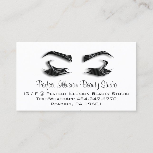Perfekt Beauty Studio Services Lash Brows Visitkort (Framsida)