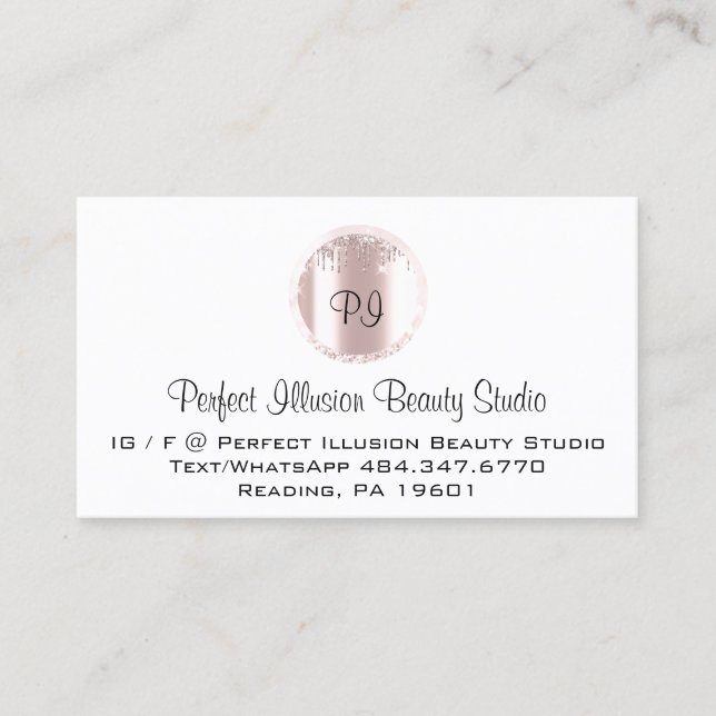 Perfekt Beauty Studio Services Monogram Ro Visitkort (Framsida)