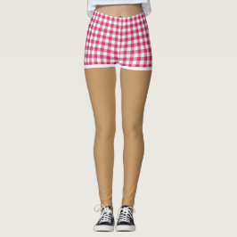 Perfekt Ben i Modern Cherry Red Gingham Kort Leggings