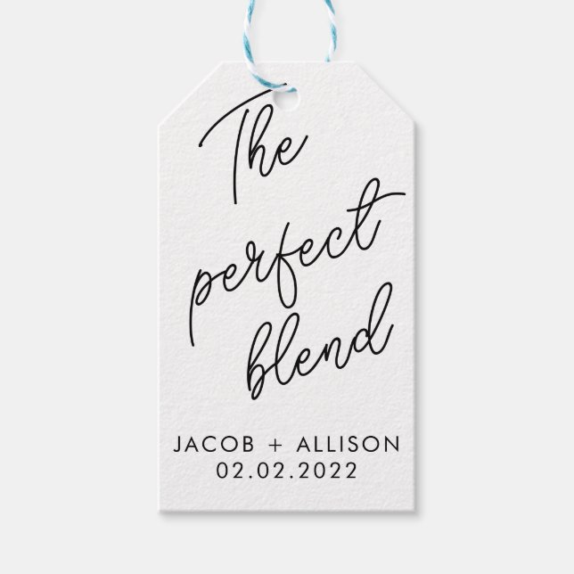 perfekt, blandning av kaffe älskare bröllop gynnar presentetikett (Framsidan)