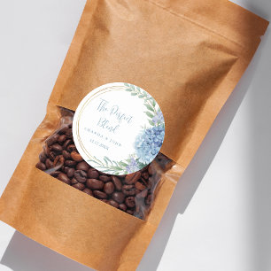 Perfekt Blend Blue Flower Bröllop-kaffe Runt Klistermärke