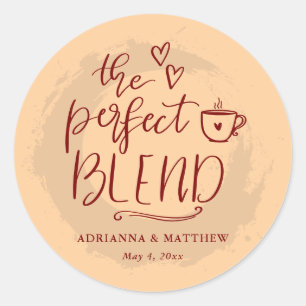Perfekt Blend Coffee Älskare Bröllop Beige Runt Klistermärke