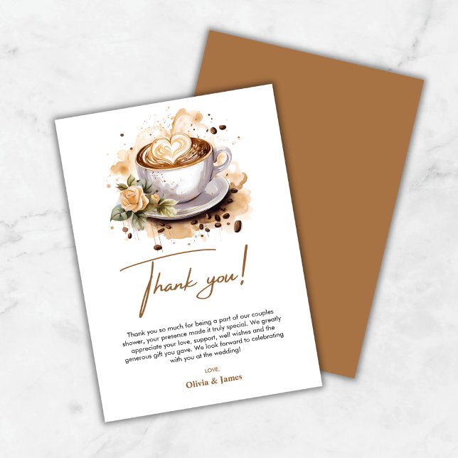 Perfekt Blend Coffee Bröllop Par Shower Tack Kort (The Perfect Blend Coffee Wedding Couples Shower Thank You Card )