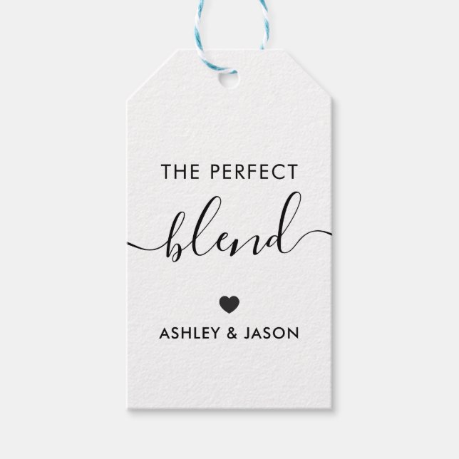 Perfekt Blend Coffee Gift Märkre, Bröllop, Kraft Presentetikett (Framsidan)