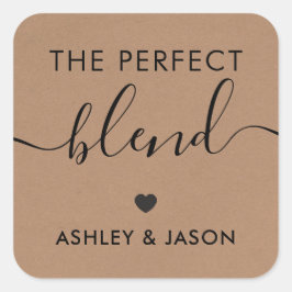 Perfekt Blend Coffee Sticker, Bröllop, Kraft Fyrkantigt Klistermärke
