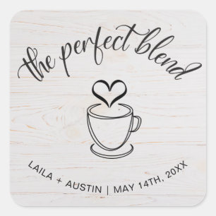 Perfekt Blend Coffee Wedding Favor Sticker Fyrkantigt Klistermärke