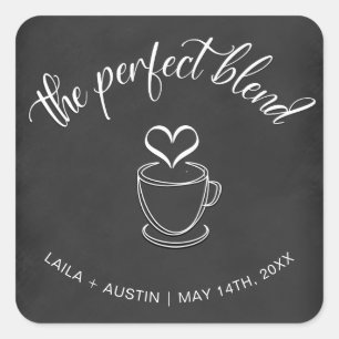 Perfekt Blend Coffee Wedding Favor Sticker Fyrkantigt Klistermärke