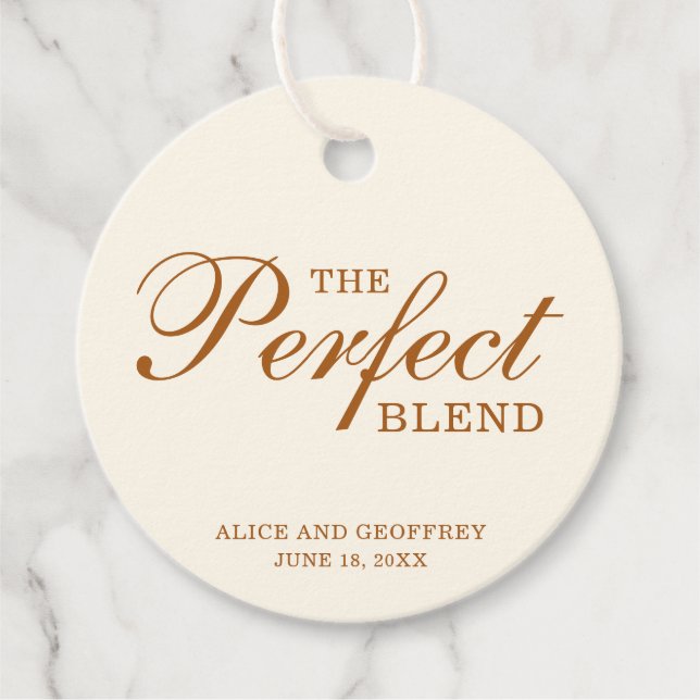 Perfekt Blend Elegant Ivory Copper Bröllop Gåvor Etiketter (Framsida)