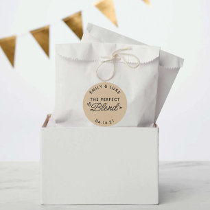 Perfekt Blend Kraft Coffee Wedding-favoriten Runt Klistermärke