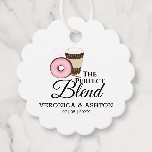 Perfekt Blend Rosa Iced Donut & Coffee Gåvor Etiketter (Framsida)