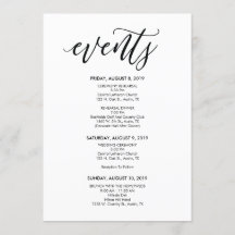 Perfekt bröllopsschema / Itinerary-kort