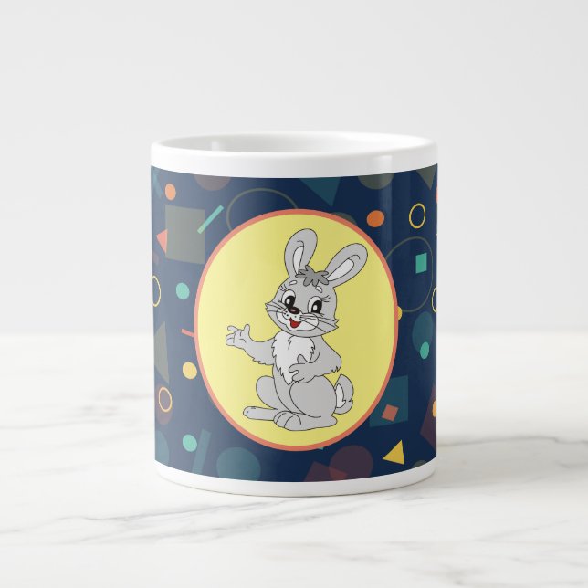 Perfekt Bunny Rabbit Geometric Mönster Jumbo Mugg (Framsidan)