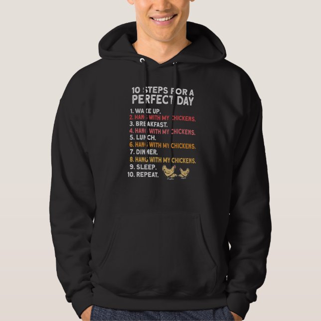 Perfekt Chicken Day Farmer Tupp Hen Chicken Hoodie (Framsida)