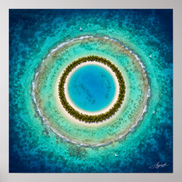 Perfekt cirkulär atoll satellitvy poster
