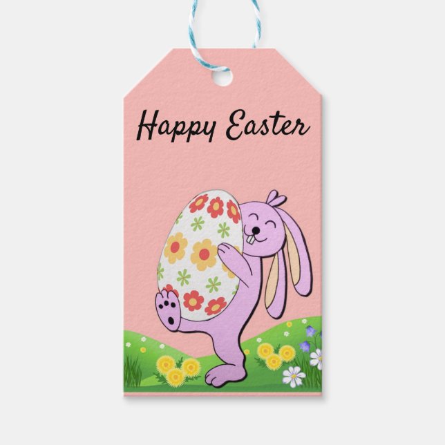 Perfekt, Coola Glad påsk, Lycklig Bunny Presentetikett (Framsidan)