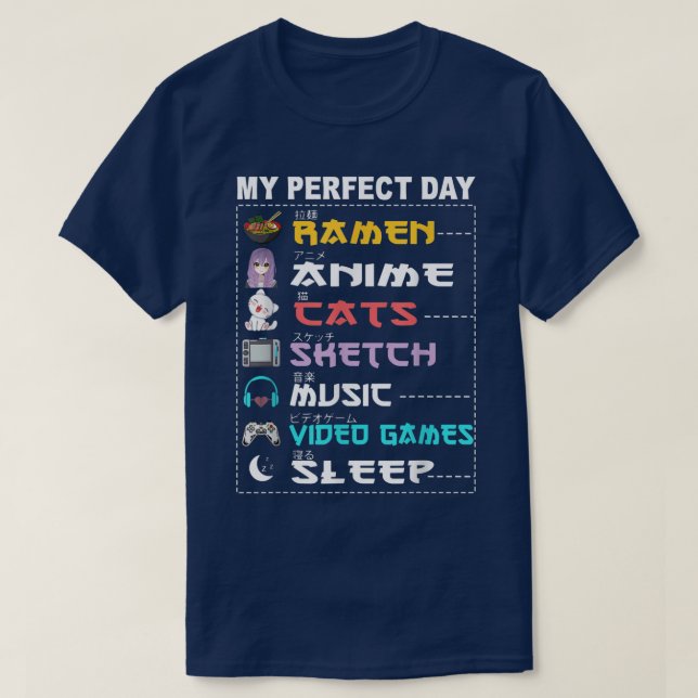 Perfekt Dag Anime Ramen Sketch Cat Music Video T Shirt (Design framsida)