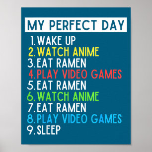 Perfekt Dag Anime Spelande Ramen Älskare Roligt Ät Poster