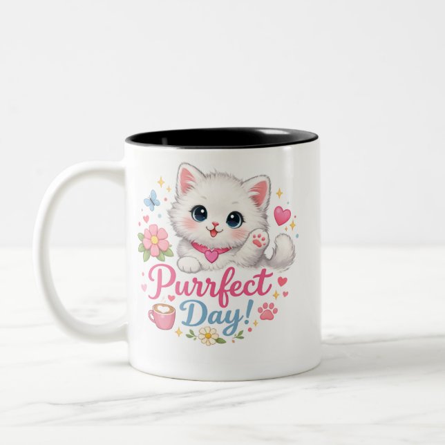 Perfekt Dag Söt Katt Kaffe Mugg (Vänster)