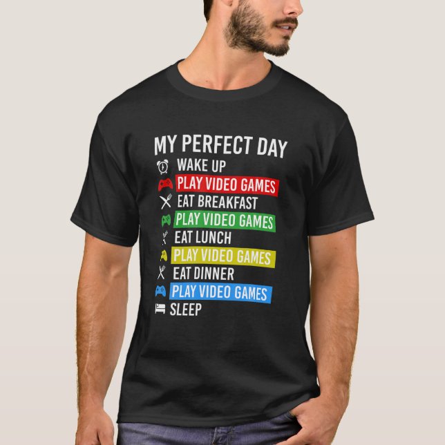 Perfekt-dagen Videogames Gaming Gamer T Shirt (Framsida)