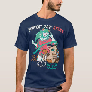 Perfekt Day Anime, Boba och Cats T-Shirt