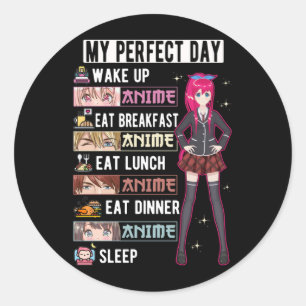 Perfekt Day Anime Otaku Girl Japansk Manga Runt Klistermärke