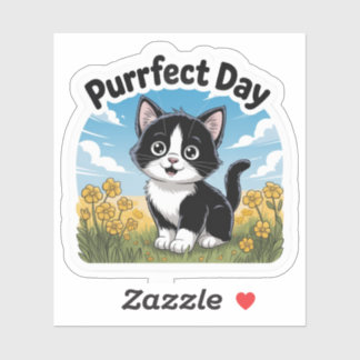 Perfekt Day Kitten Sticker - Mysigt & Cute Klistermärken