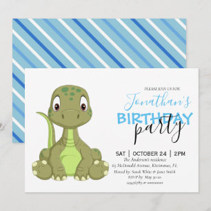 Perfekt Dinosaur-Thed Birthday-inbjudan! Meddelande