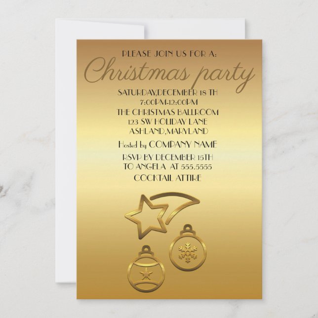 Perfekt, Elegant, Guld Shine-jul Inbjudningar (Framsida)