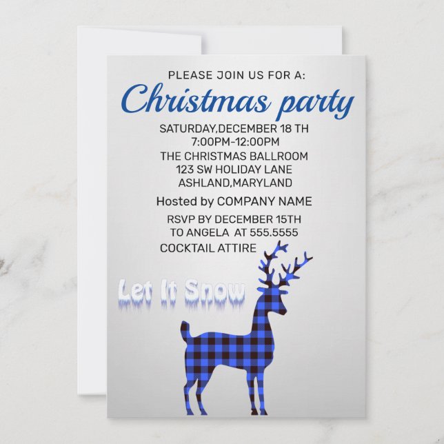 Perfekt, Elegant, SilverBlue Shine jul Inbjudningar (Framsida)