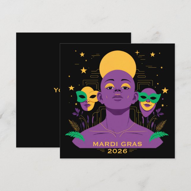 Perfekt för Mardi Gras 2026 Julkort (Fram/baksida)
