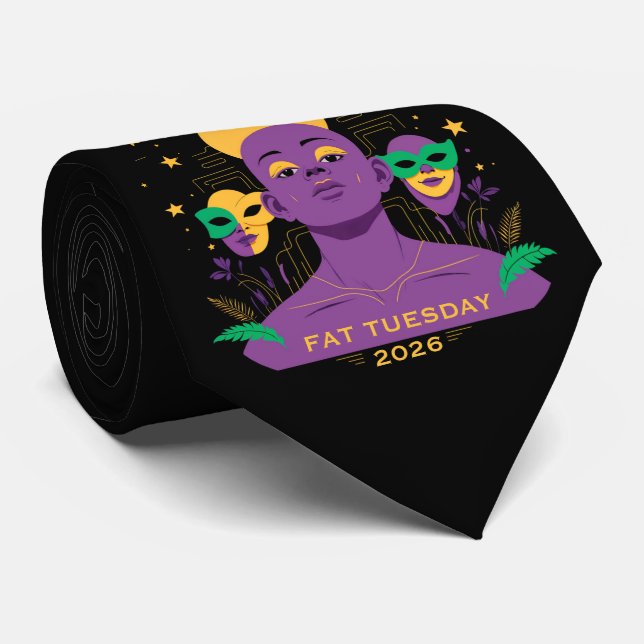 Perfekt för Mardi Gras 2026 Slips (Rullad)