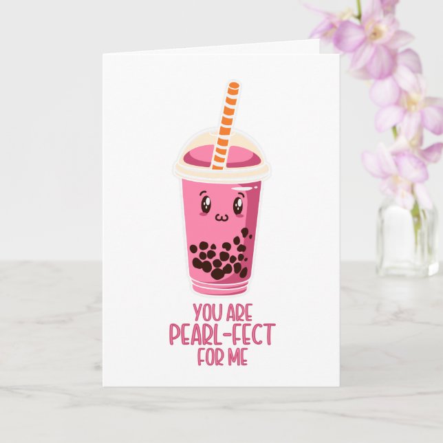 Perfekt för mig boba pärl te dryck kawaii söt kort (Orkide)
