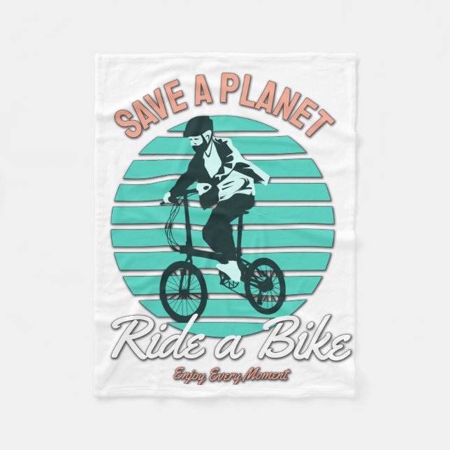 Perfekt Gift for Bicycle Älskare - Spara a Planet Fleecefilt (Framsidan)