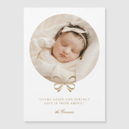 Perfekt Gift White & Guld Birth Notice Magnetisk Inbjudningskort