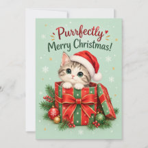Perfekt glad julkatt önskningskort