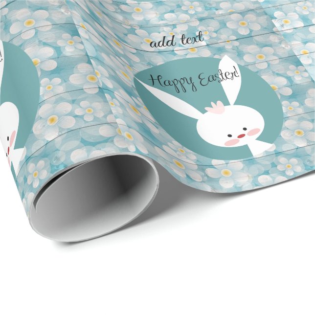 Perfekt Glad påsk, Blue Bunny Presentpapper (Rullad Hörn)