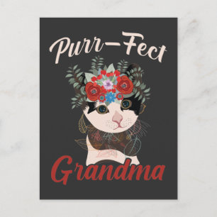 Perfekt Grandma Cat Flower-kärleksfull Grandföräld Vykort