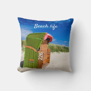 Perfekt Grönt Beach-stolsfoto med text Kudde