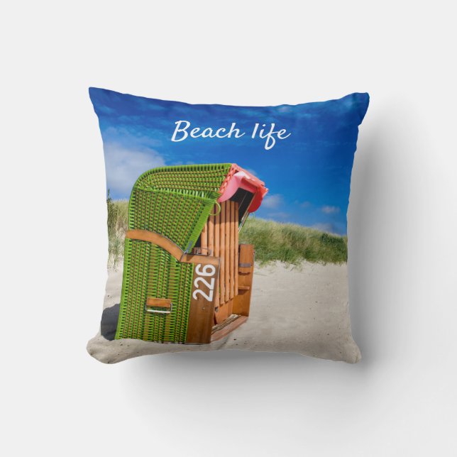 Perfekt Grönt Beach-stolsfoto med text Kudde (Framsida)