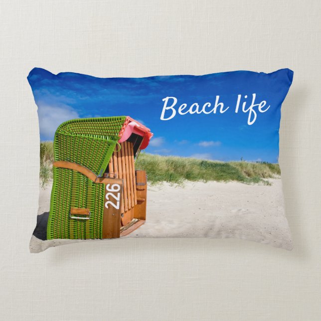 Perfekt Grönt Beach-stolsfoto med text Prydnadskudde (Framsidan)