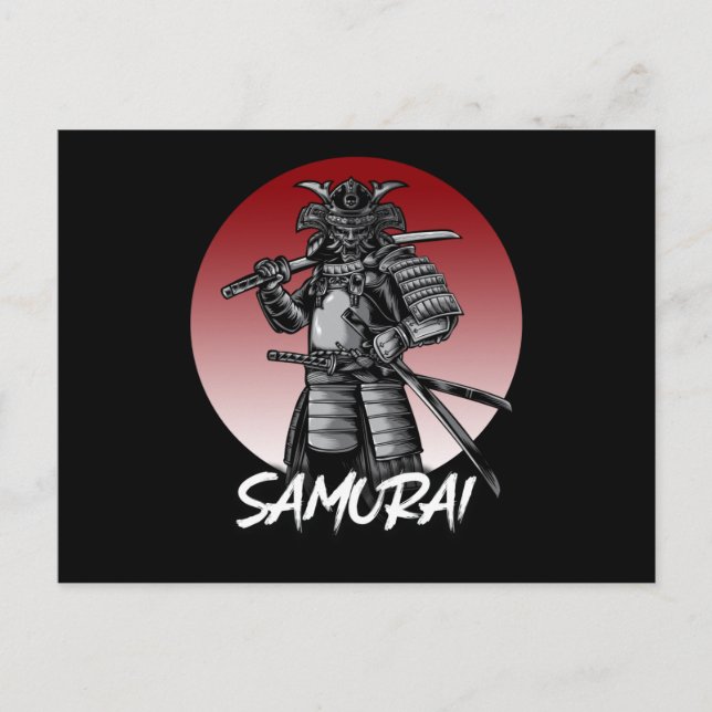 Perfekt Hedrad Samuraj Retro - Svart och Vitt Vykort (Framsida)