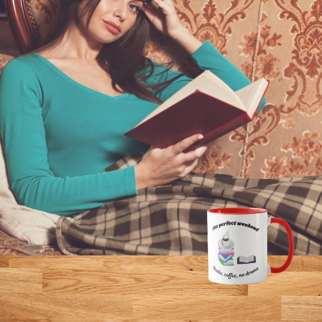 Perfekt helg-Bokar, kaffe, ingen drama Mugg (Skapare uppladdad)