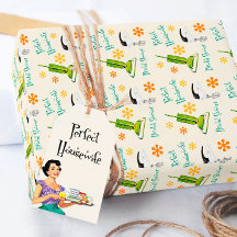 Perfekt hemmafru Retro bröllopsinpackningspapper