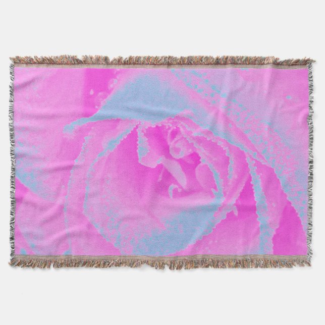 Perfekt het rosa och ljusblå rosdetalj filt (Framsidan)