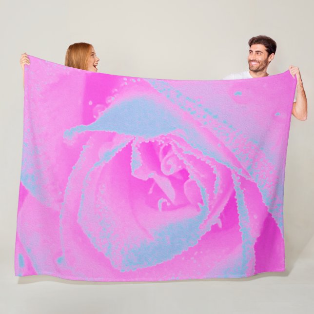 Perfekt het rosa och ljusblå rosdetalj fleecefilt (På plats)