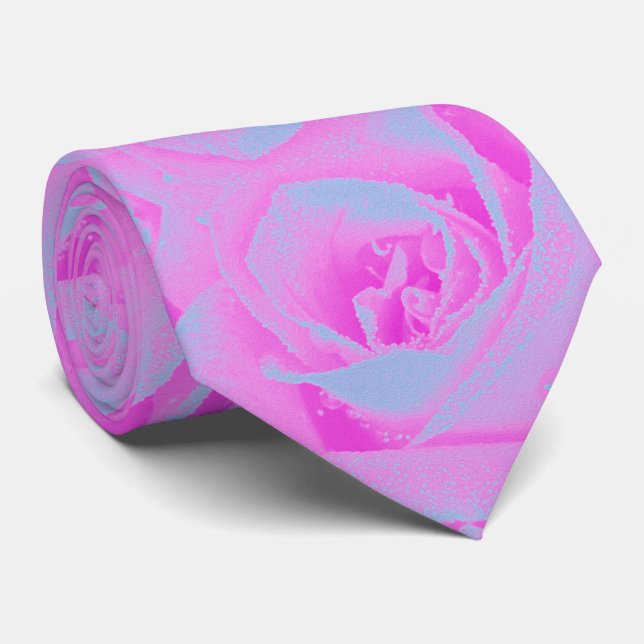 Perfekt het rosa och ljusblå rosendetalj slips (Rullad)