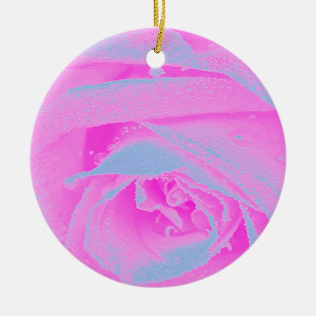 Perfekt het rosa och ljusblå rosettdekoration julgransprydnad keramik (Framsidan)