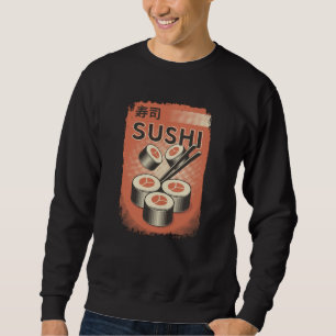 Perfekt Japanska Sushi Food Vintage Stil design Lång Ärmad Tröja